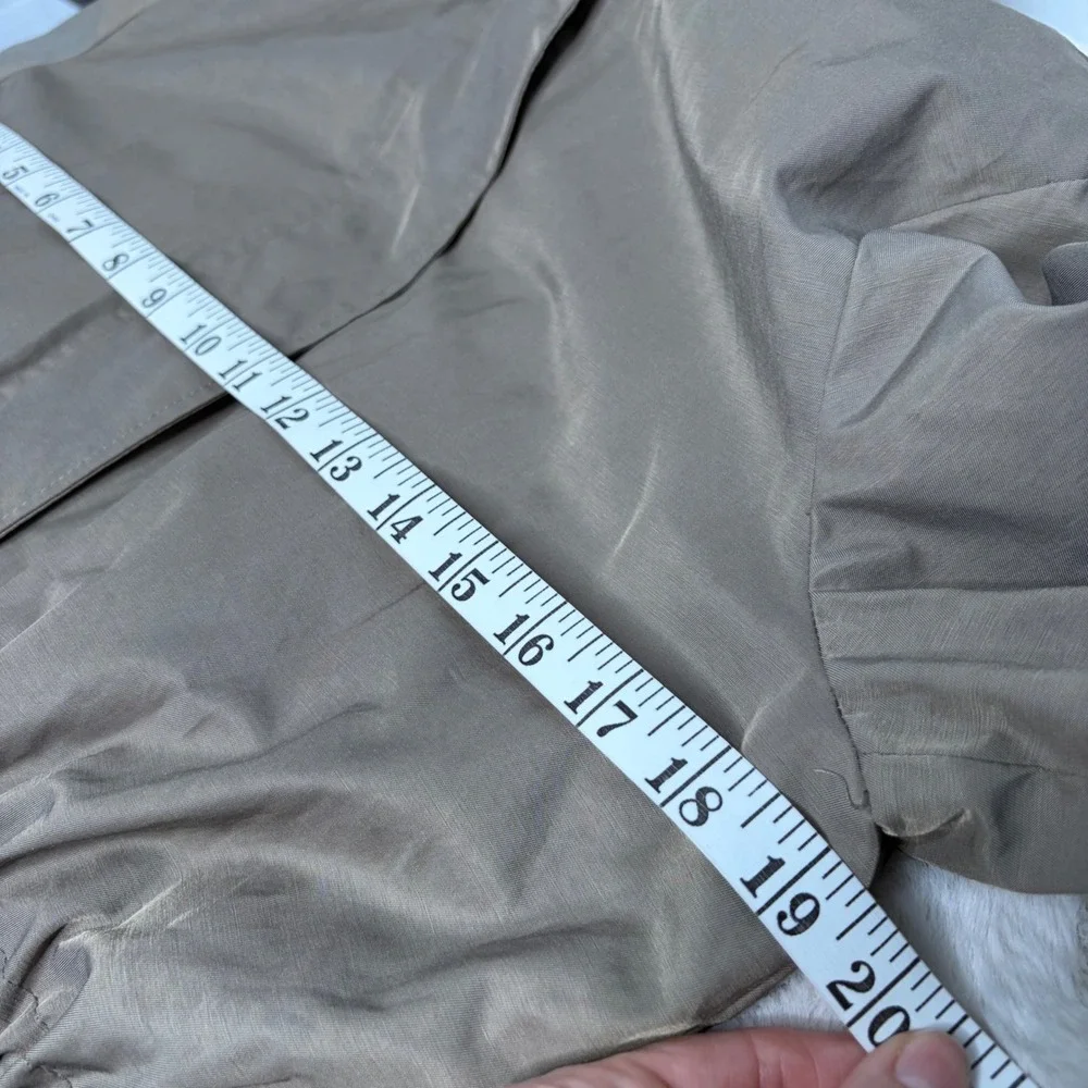 Lauren Ralph Lauren Womens Khaki Tan Hooded Field Jacket Drawstring Waist Sz Med